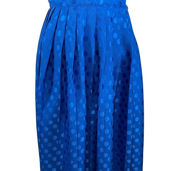 Vintage 80's Peters & Ashley Womens Size 8 Royal Blue Polyester Dot Print Skirt - Picture 3 of 6